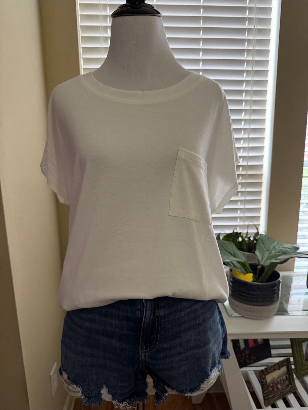 Doublju White Short-Sleeve Pocket Tee